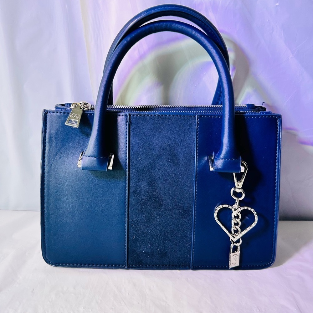 Steve Madden Navy Blue Structured Satchel with Heart Charm